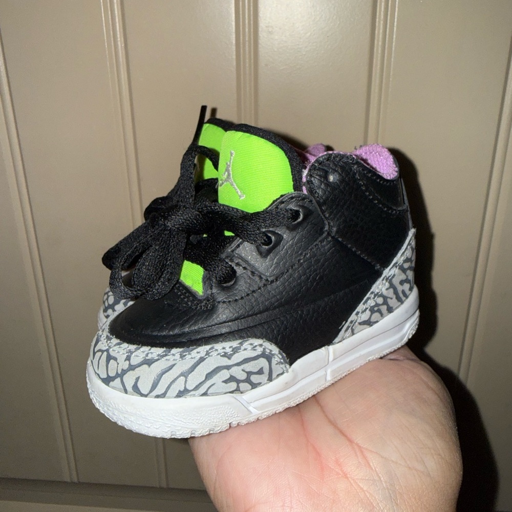 Nike Air Jordan 3 Retro SE (TD) Black/White/Green DA2305-003 US Toddler Size 4c - Picture 6 of 8